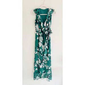 Japna Green Floral Ruffle Maxi Hi Low Dress XS